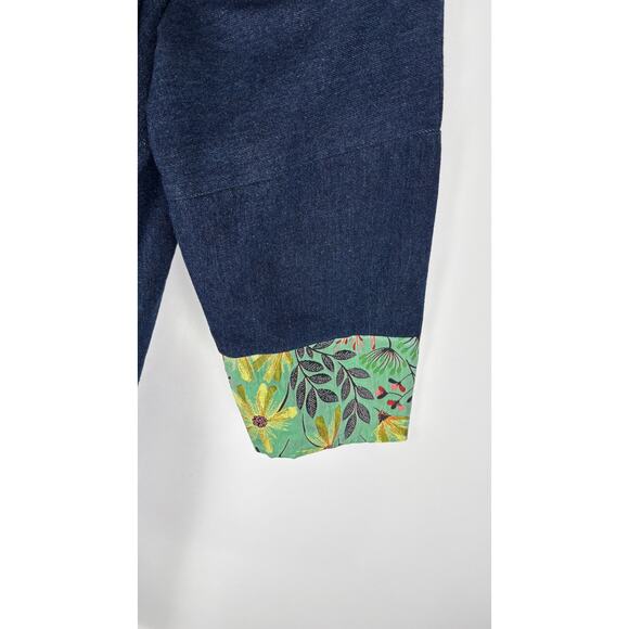 Rooey Knots Oversized Denim Duster Open Cardigan Womens Size XL New Blue Green - Picture 5 of 9